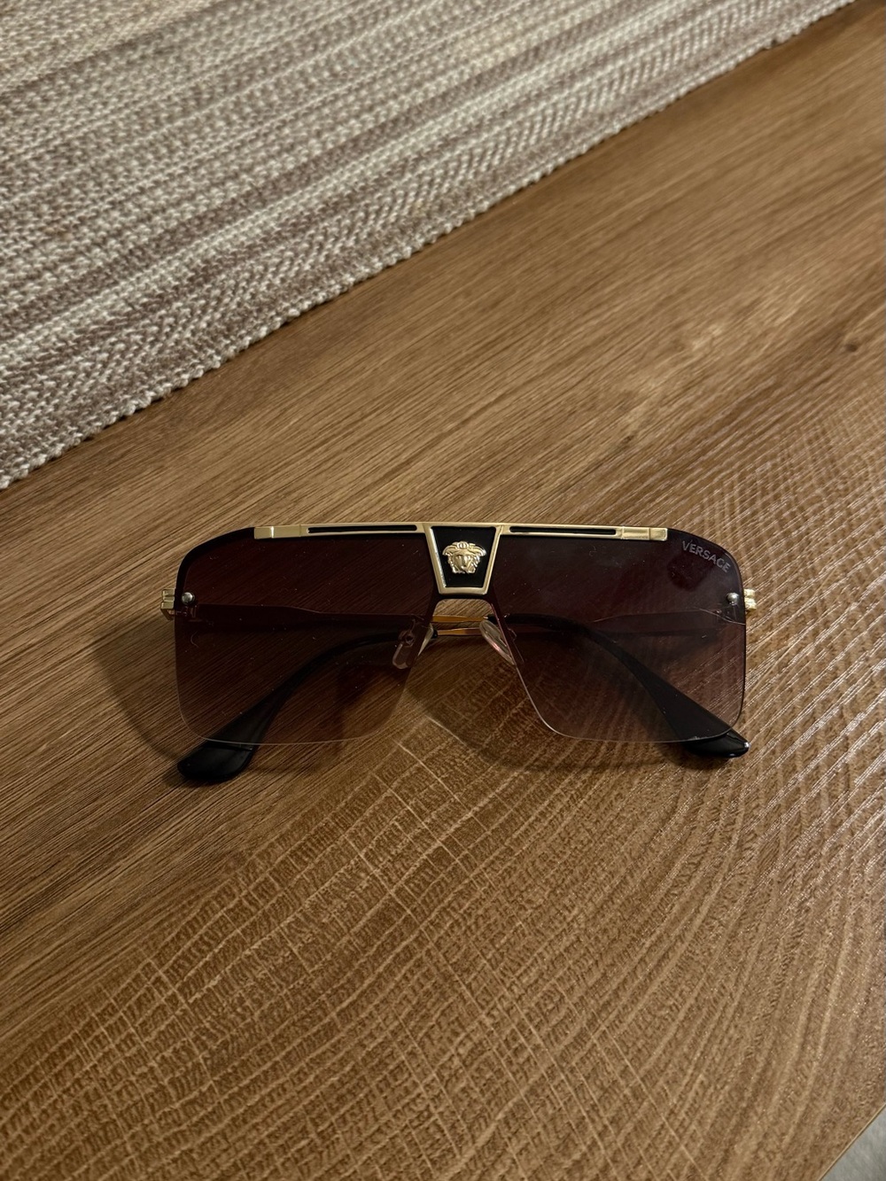 Versace Brown and Gold Men’s Shield Sunglasses